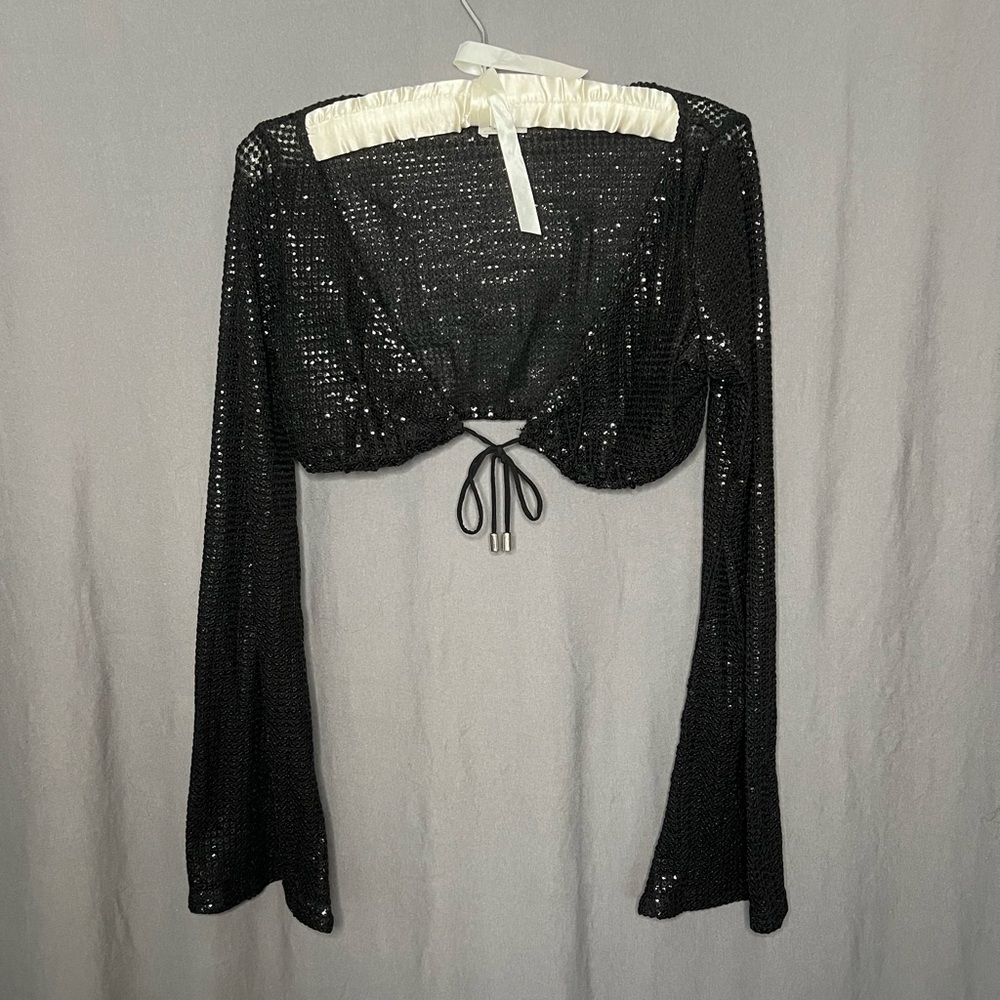 Sequin Sheer Tied Top